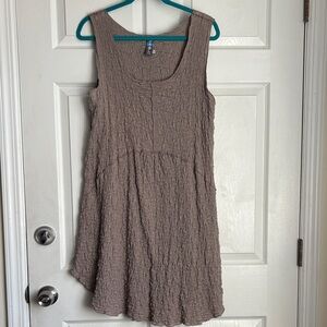 NOBLU slub stretch cotton tank dress size Large taupe tan casual beach resort